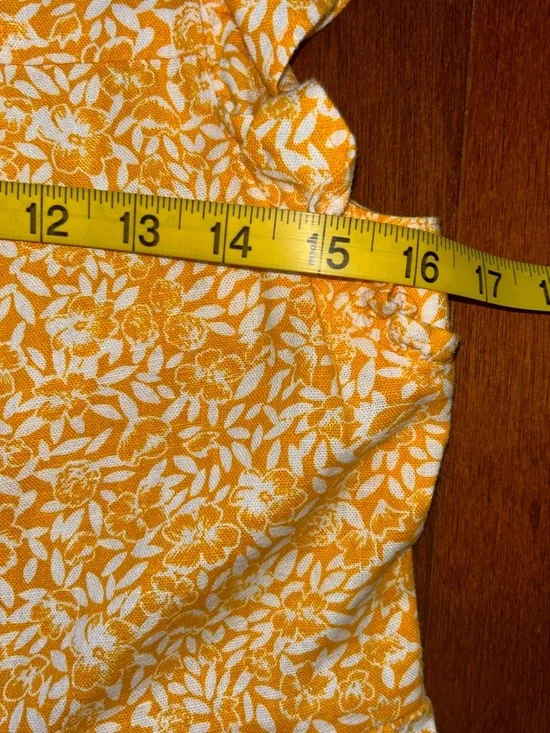 J. Crew Linen Blend Floral Marigold Printed Tiered Sundress Size 00 - Picture 7 of 8